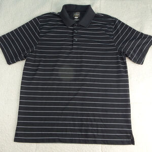 Greg Norman Tasso Elba Black w/White Lines Polo Lg